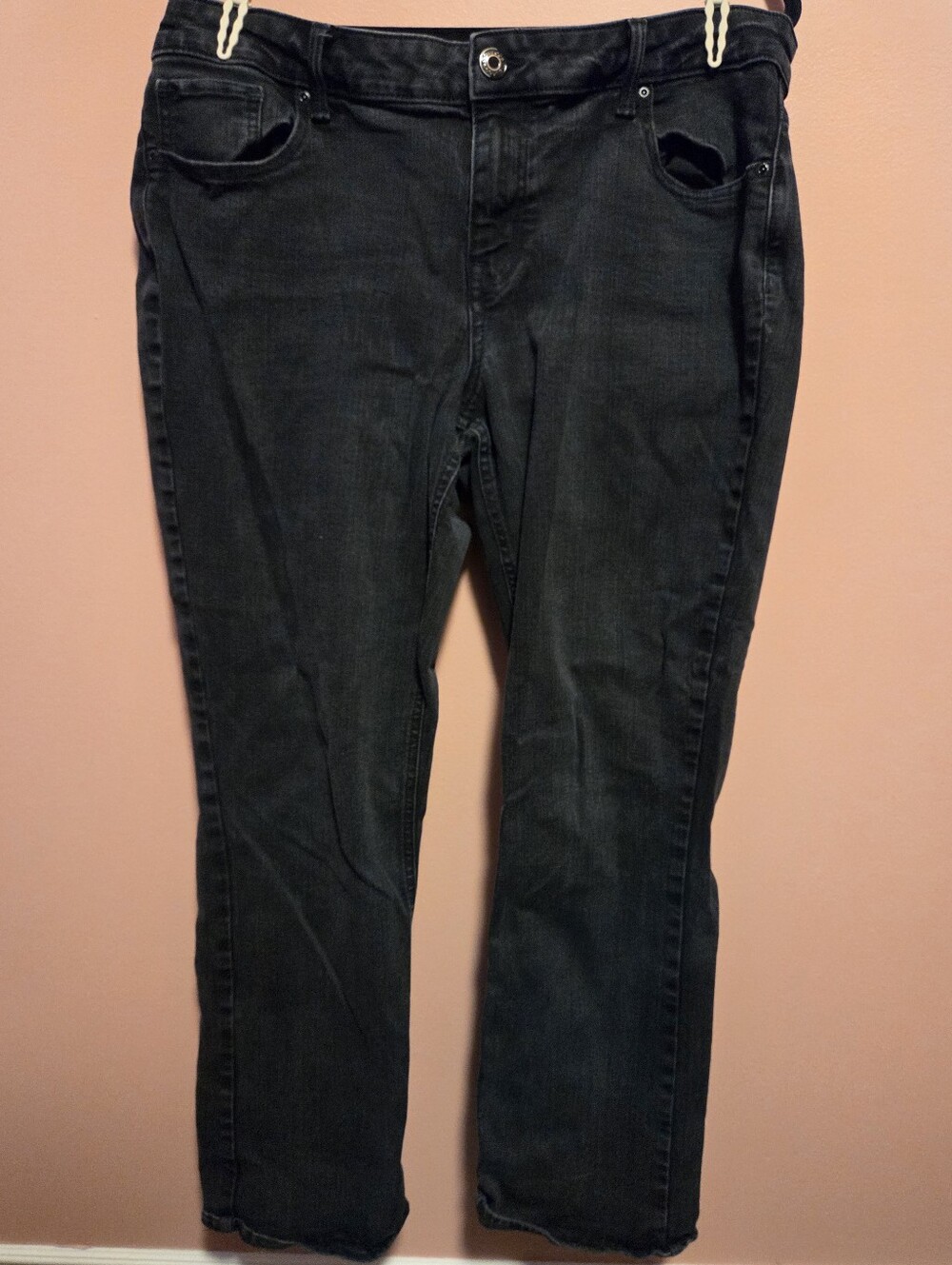 Black Mid Rise Straight-Leg Jeans